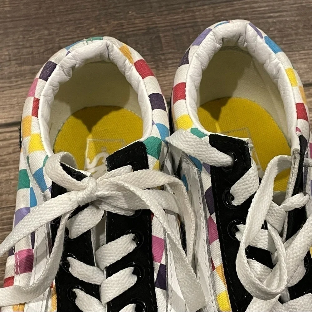 VANS Old Skool Rainbow Checkerboard Skate Shoes Youth Size 3 Unisex